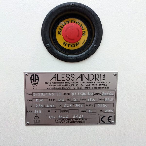 Генератор дизельный 200 кВт Alessandri с альтернатором STAMFORD