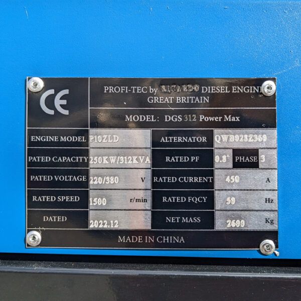 Генератор дизельний 250 кВт PROFI-TEC RDSG312-3