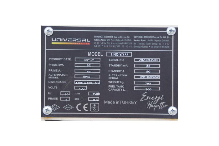 Генератор дизельный 35 кВА UNIVERSAL UND-YD35